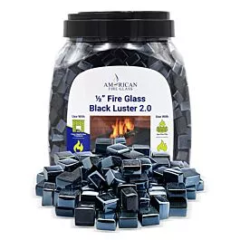 1/2" Black Luster Fire Glass 2.0 | 10 lbs (Jar)