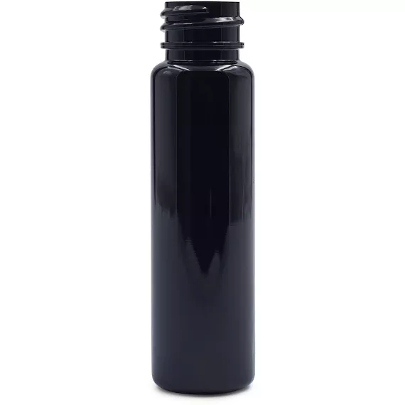 1 oz. Dark Amber PET Plastic Cylinder Bottle, 20mm 20-400/410
