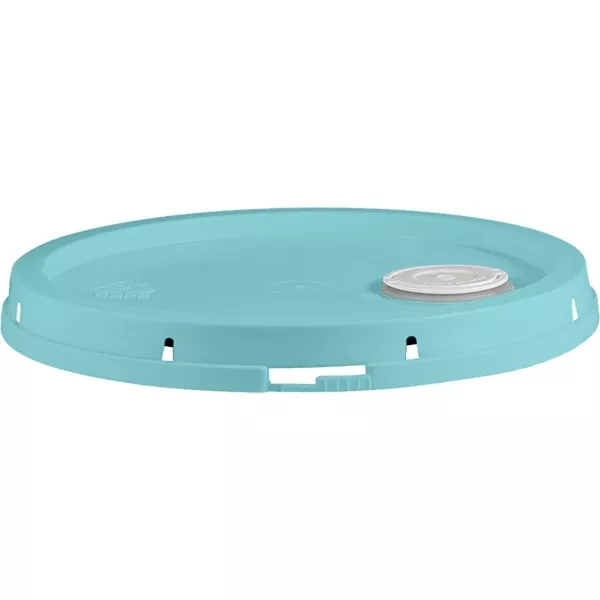 2 Gallon Aqua Blue Tear Strip Plastic Pail Lid w/Gasket & Rieke Flexspout Jr. (P5 Series)