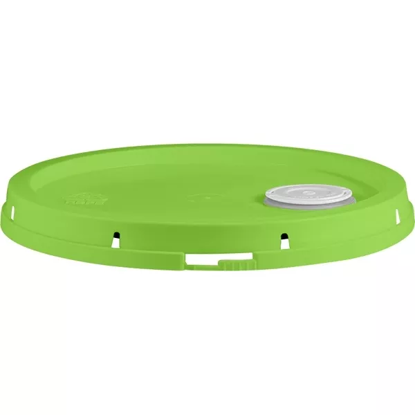 2 Gallon Lime Green Tear Strip Plastic Pail Lid w/Gasket & Rieke Flexspout Jr. (P5 Series)