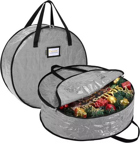 (2 Pack) Christmas PE Wreath Storage Container Bags
