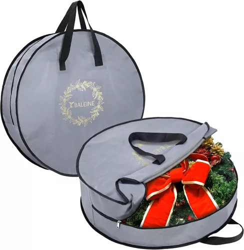 (2 Pack) Christmas Wreath Storage Container Bags, Non-Woven