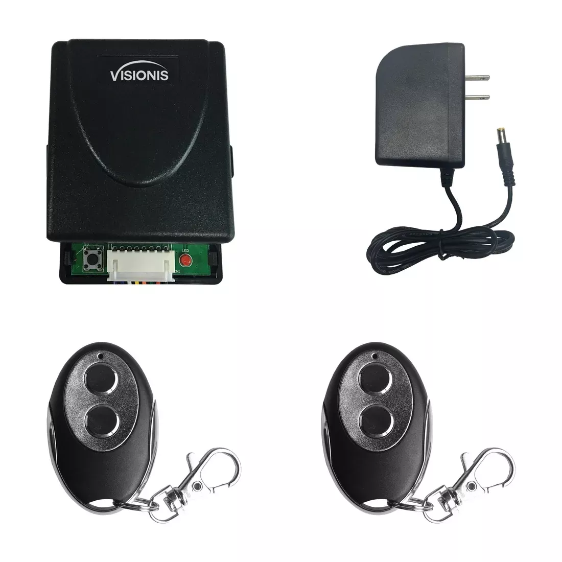 2 Wireless Remotes + 1 Wireless Receiver Two Channels RF 315MHz + Power Supply Kit - FPC-5369 Visionis