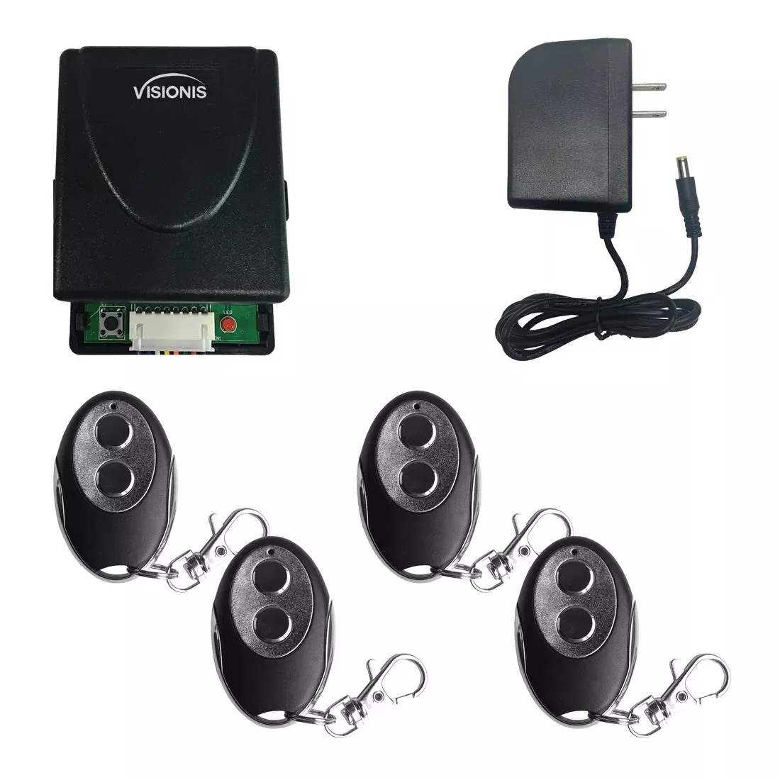 4 Wireless Remotes + 1 Wireless Receiver Two Channels RF 315MHz + Power Supply Kit - FPC-5370 Visionis
