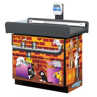 Alley Cats & Dogs Pediatric Digital Scale Treatment Table w/2 Doors & Drawer Storage