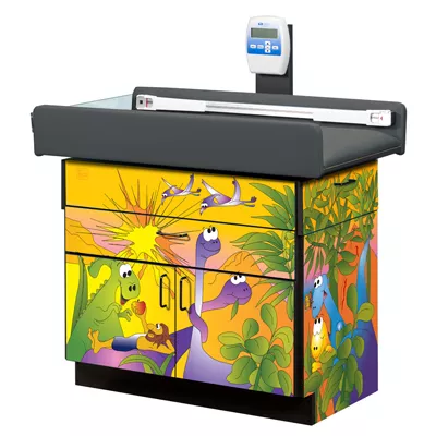 Dino Days Pediatric Digital Scale Treatment Table w/2 Doors & Drawer Storage