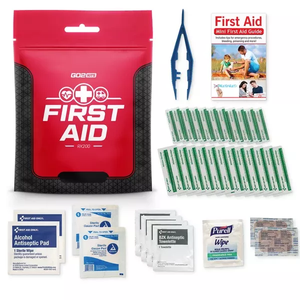 Go2 Kits First Aid Kit 2.0 USA Made 33 Piece Basic Plus (RX200-1)