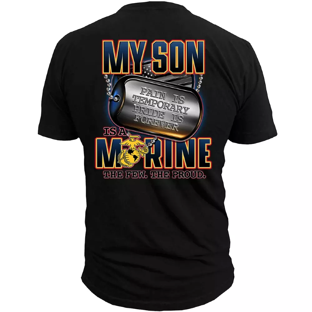 ’My Son is a Marine’ Dog Tag T-Shirt
