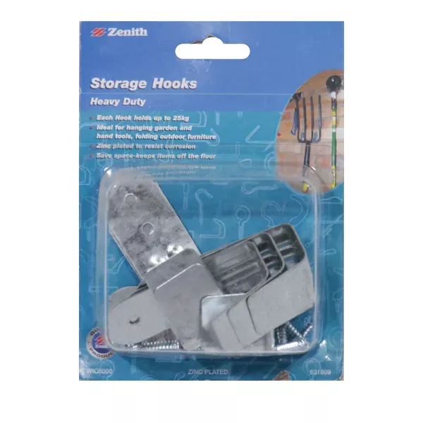Zenith Heavy Duty Screw In Storage Hook Zinc Plated